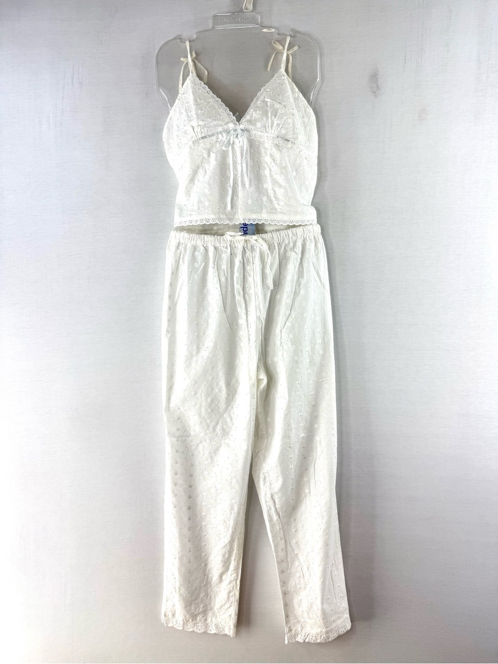 MAIDENFORM Vintage White Cotton Eyelet Camisole & Pants Set